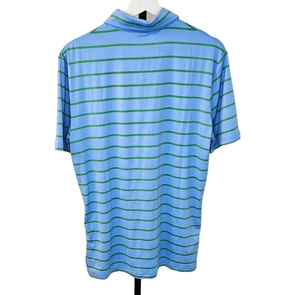 RLX Ralph Lauren Men's Golf Polo Striped T-Shirt Blue Green UPF Size Small NWT - Picture 2 of 8